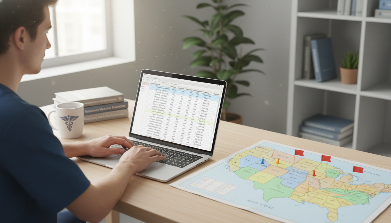 Residency applicant reviewing a broad list of preliminary medicine programs - preliminary medicine year for Low Step Score St
