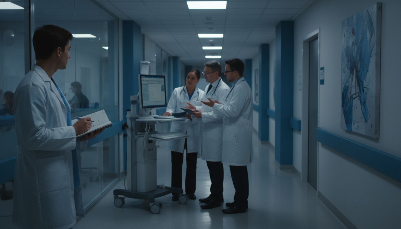 Medical student taking notes while shadowing on hospital wards Medical student taking notes while shadowing on hospital wards - preliminary medicine year for Medical Shadowing Experience i