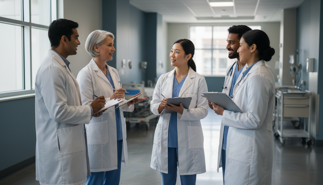 Preliminary medicine residents debriefing with an attending Preliminary medicine residents debriefing with an attending - preliminary medicine year for Networking in Medicine in Prelimi