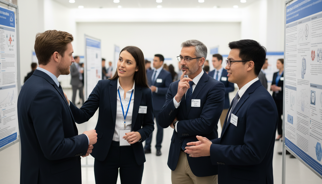 Residents networking and presenting at a medical conference Residents networking and presenting at a medical conference - preliminary medicine year for Networking in Medicine in Prelimi