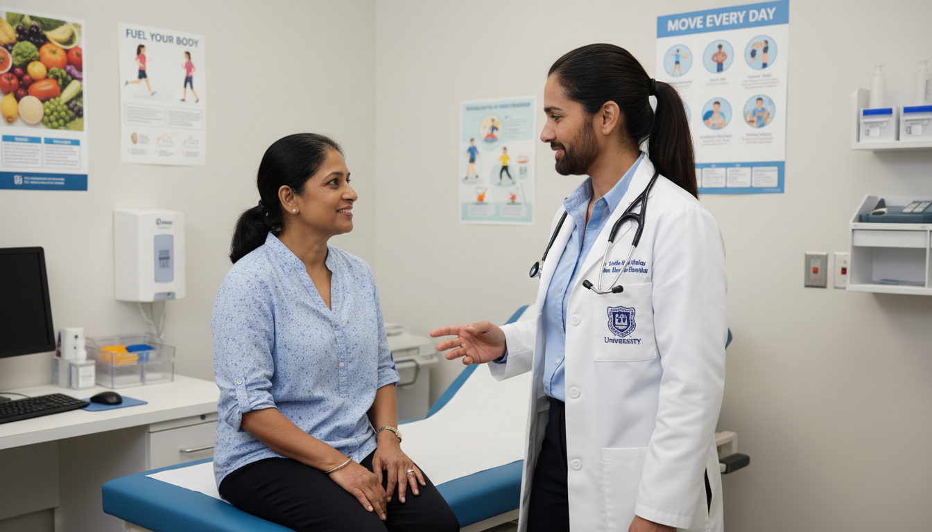 Pre-med student volunteering at a community health clinic Pre-med student volunteering at a community health clinic - preliminary medicine year for Pre-Med Preparation in Preliminary