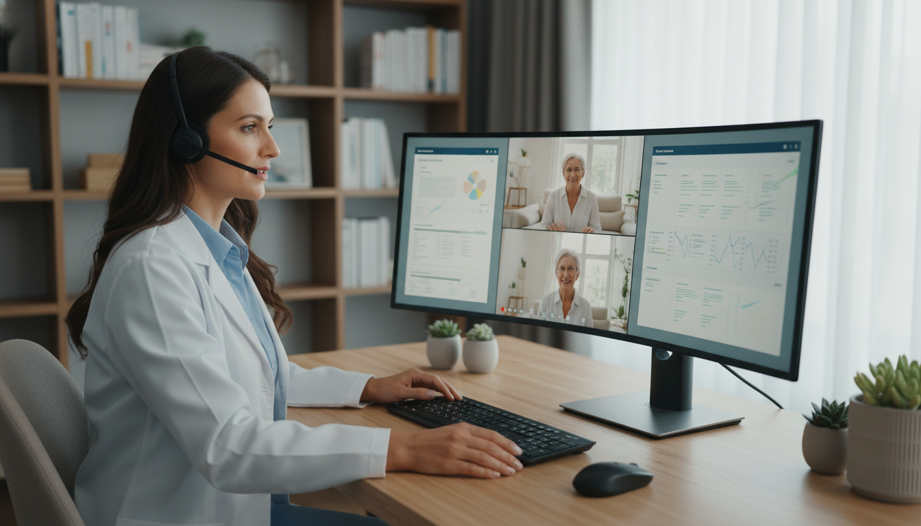 Telemedicine physician consulting patient via video Telemedicine physician consulting patient via video - preliminary medicine year for Telemedicine Career Opportunities in Prel