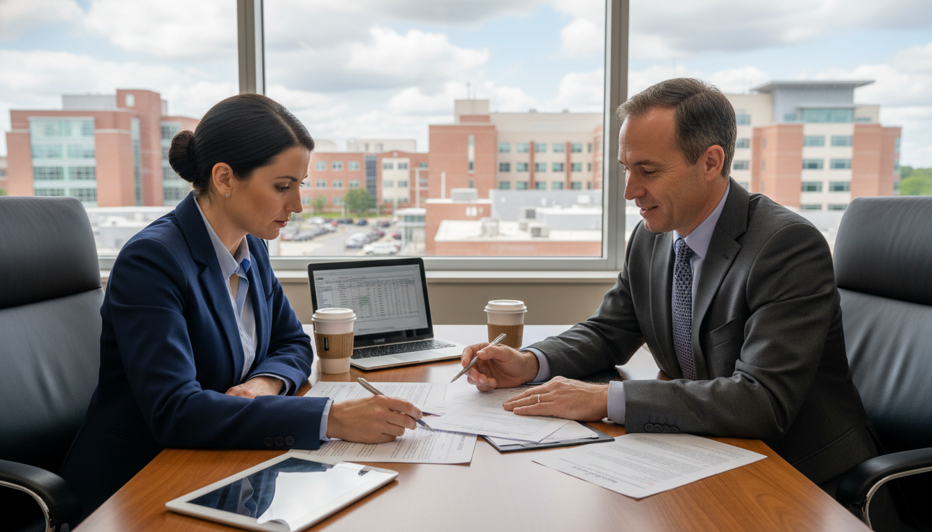 Surgeon Meeting Financial and Career Advisor About Private Practice Surgeon Meeting Financial and Career Advisor About Private Practice - preliminary surgery year for Academic vs Private Practi