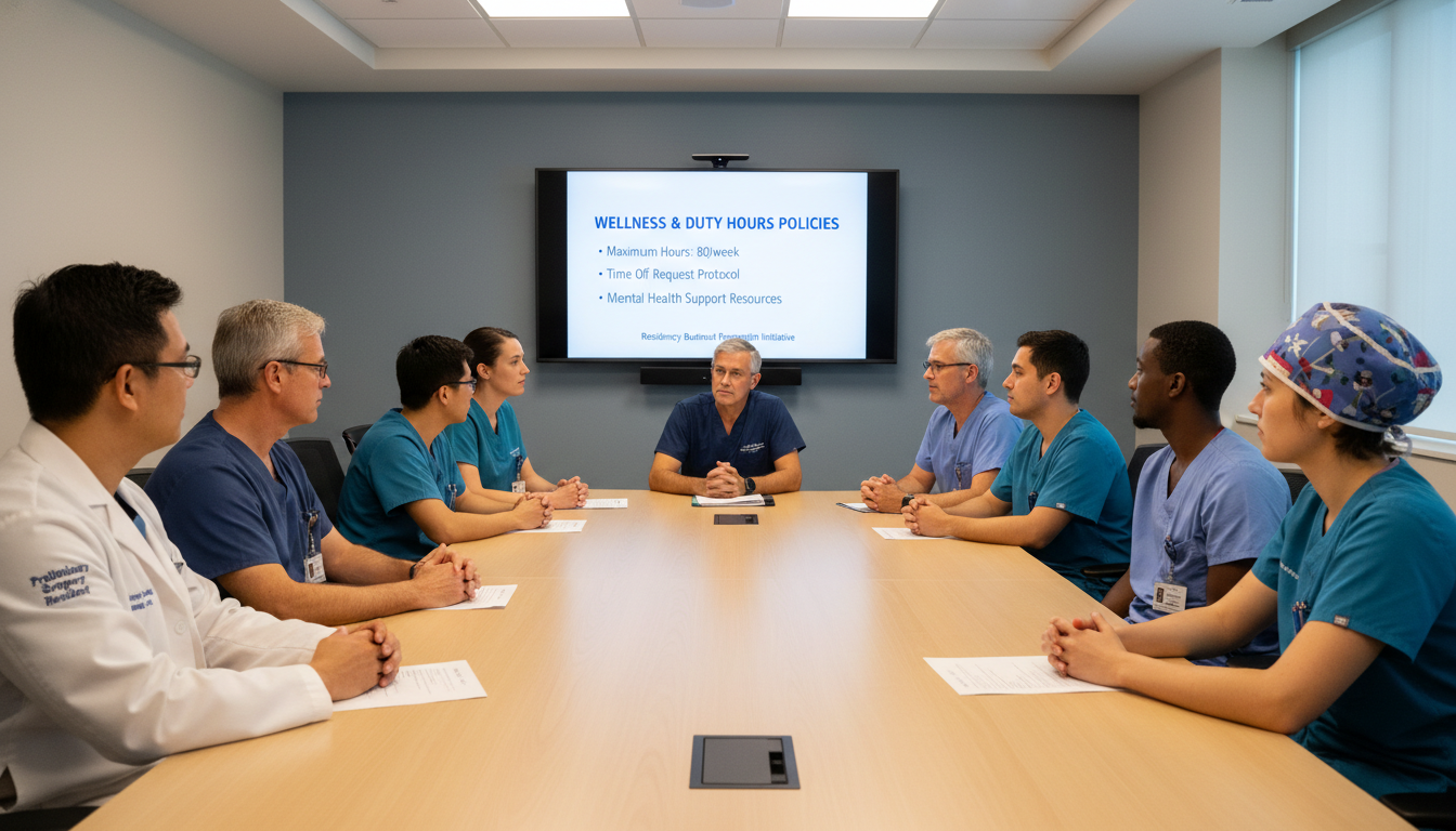 Surgery program leadership meeting with residents to address wellness Surgery program leadership meeting with residents to address wellness - preliminary surgery year for Residency Burnout Preven