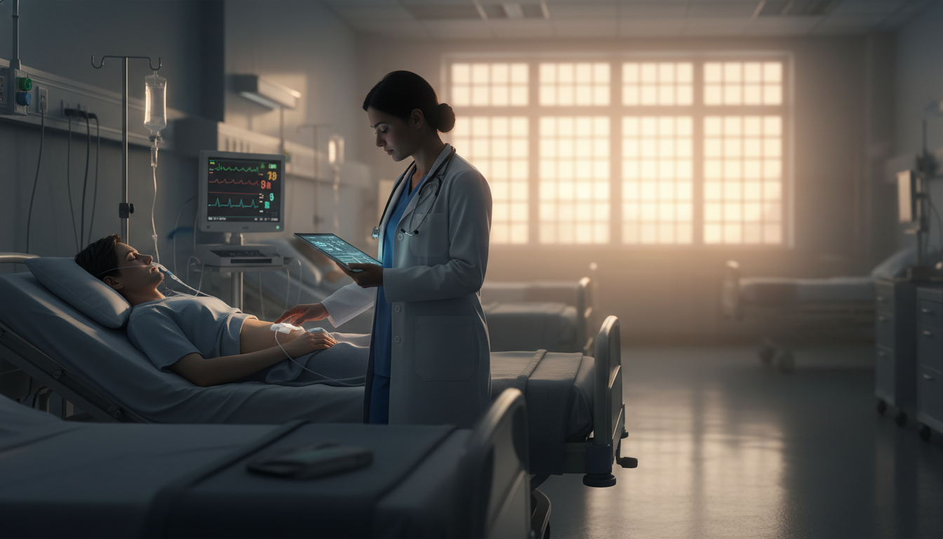 Surgical resident pre-rounding on patients early in the morning Surgical resident pre-rounding on patients early in the morning - preliminary surgery year for Excelling in Clinical Rotation