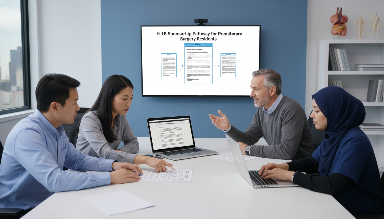 Surgery residents discussing visa options Surgery residents discussing visa options - preliminary surgery year for H-1B Sponsorship Programs in Preliminary Surgery: A