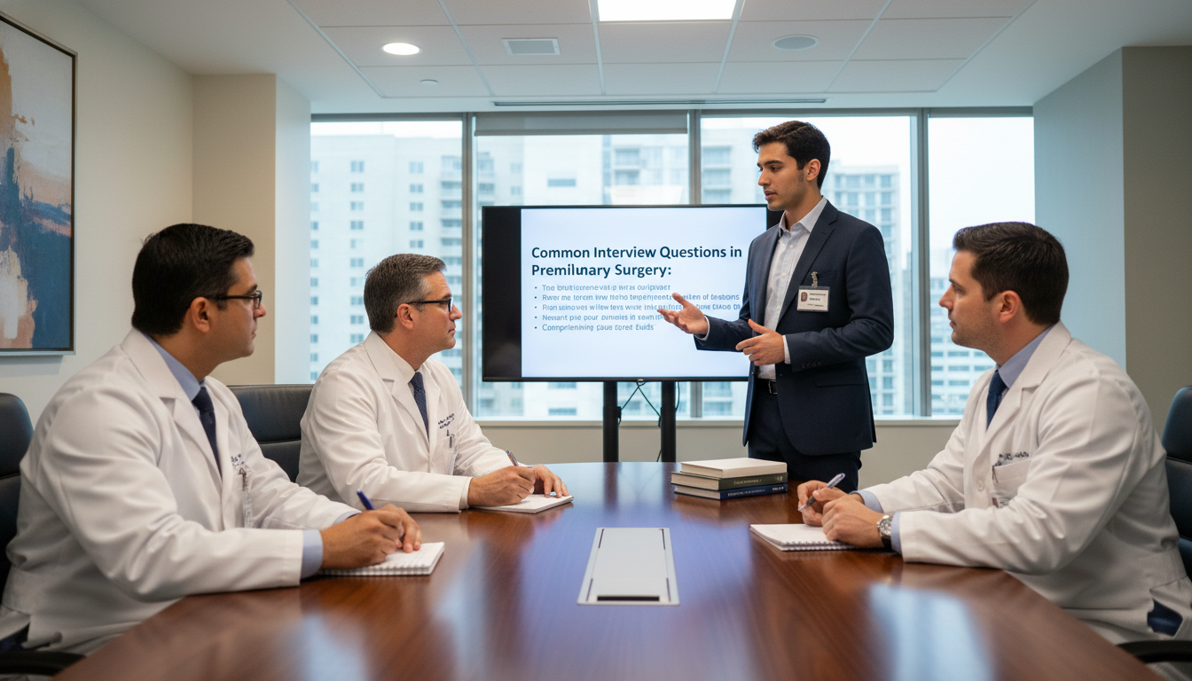 Medical residency interview panel listening to an applicant - preliminary surgery year for Common Interview Questions in Prel