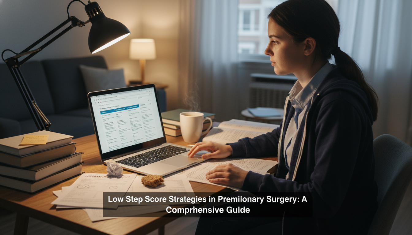 Medical student researching surgery residency programs online - preliminary surgery year for Low Step Score Strategies in Pre