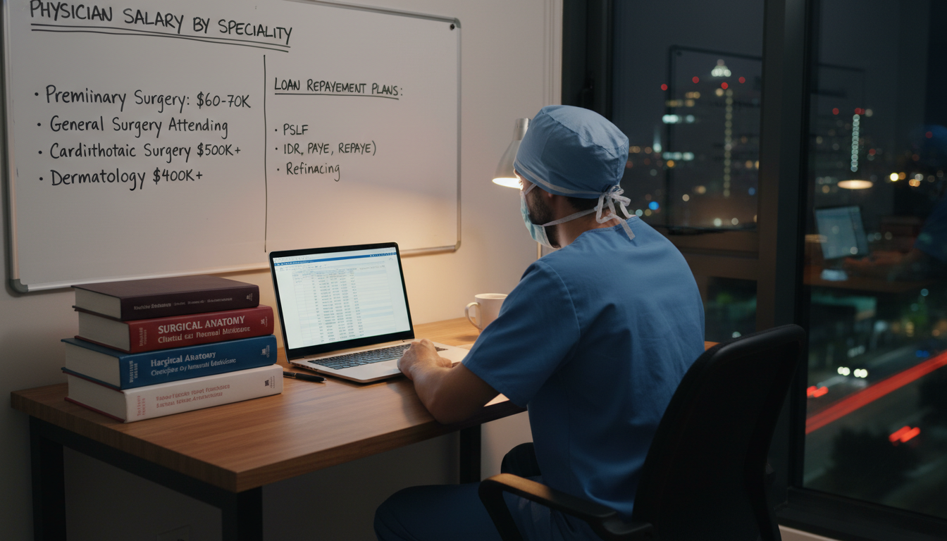 Resident physician planning finances and loan repayment Resident physician planning finances and loan repayment - preliminary surgery year for Physician Salary by Specialty in Preli