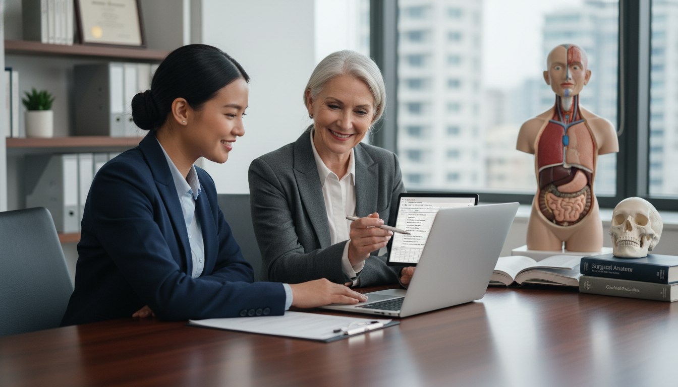Surgery applicant discussing pre-match strategy with a faculty advisor - preliminary surgery year for Pre-Match Communication