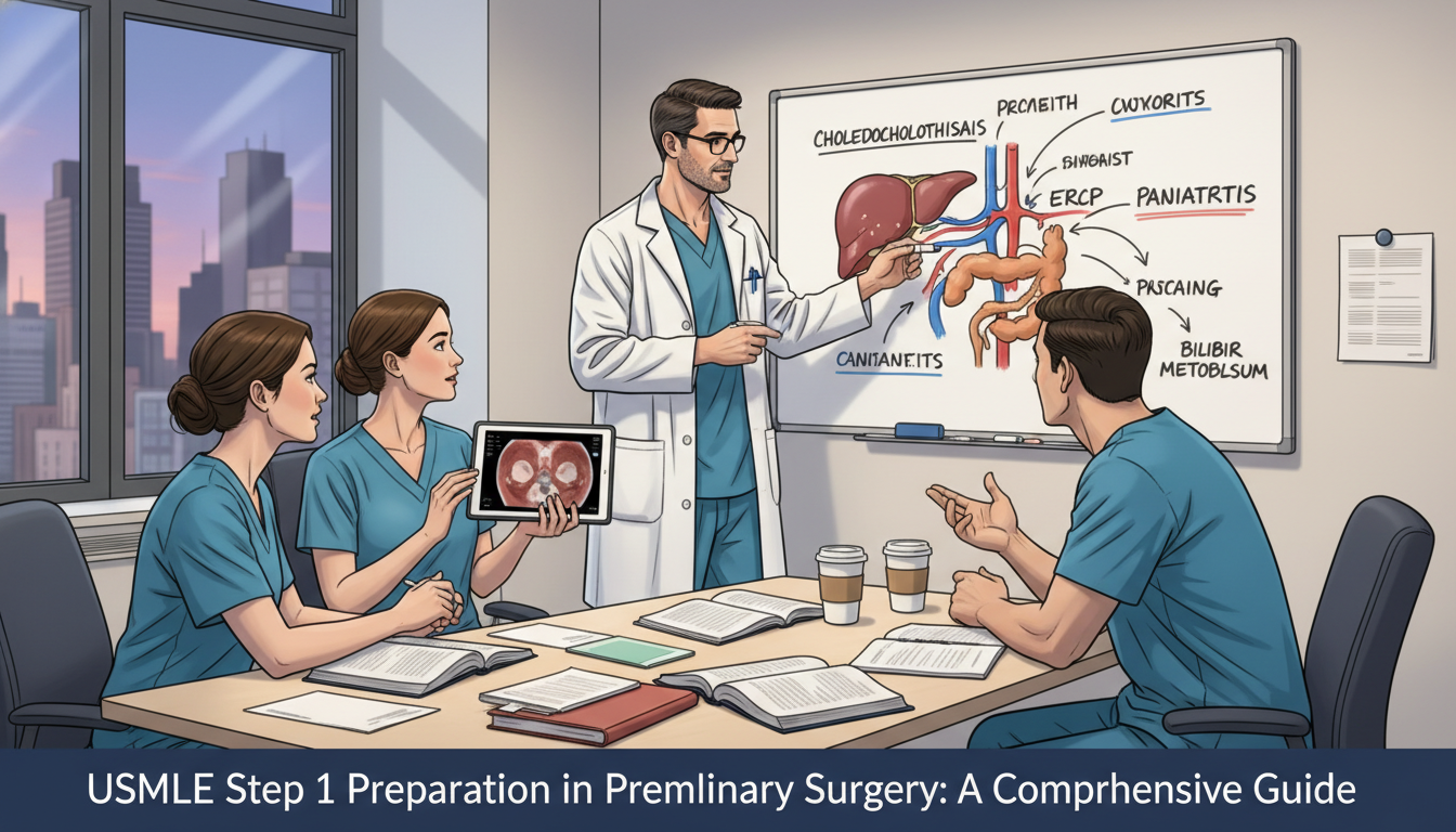 Surgical team debrief linking clinical cases to basic science - preliminary surgery year for USMLE Step 1 Preparation in Prel