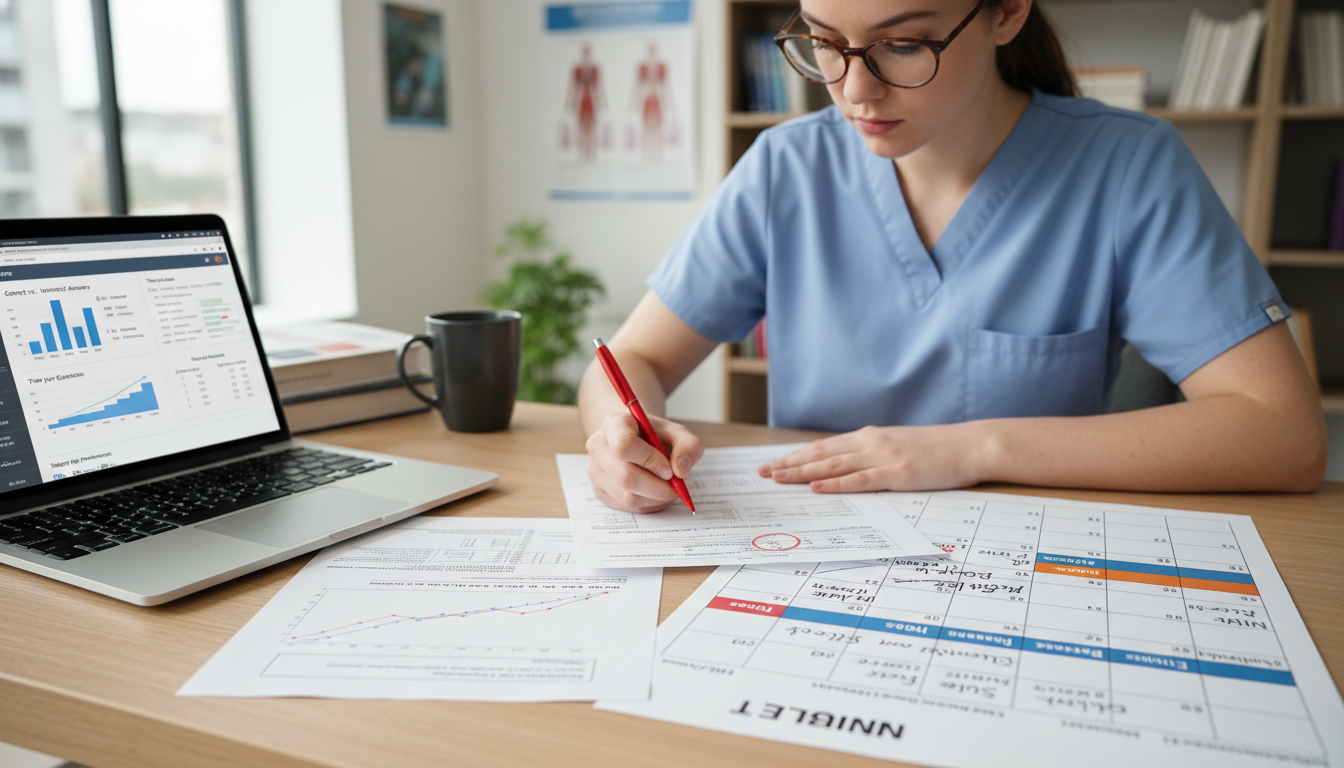 Medical student reviewing USMLE performance data and planning Step 2 CK strategy - preliminary surgery year for Step Score St