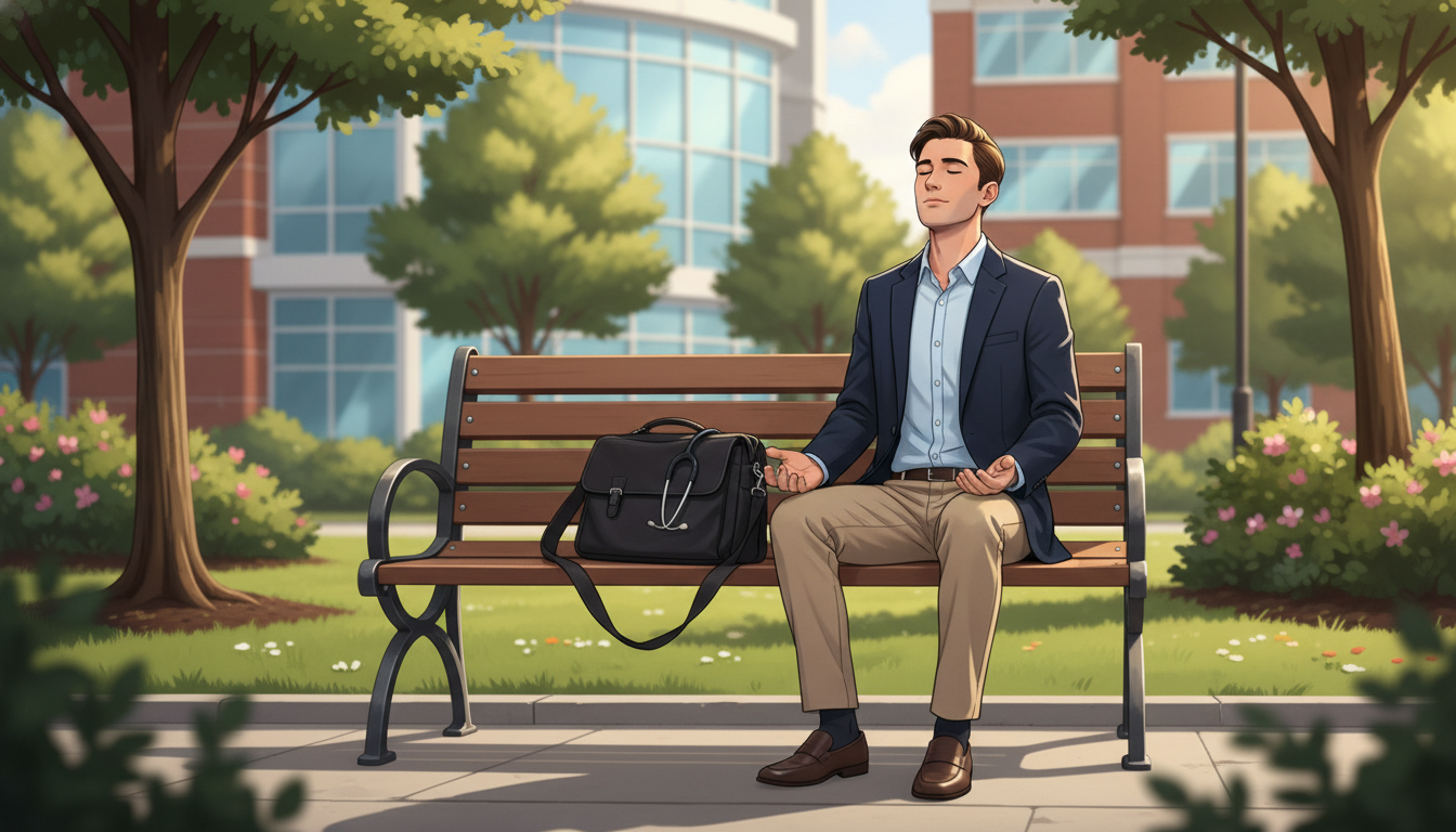 Psychiatry resident practicing mindfulness outdoors Psychiatry resident practicing mindfulness outdoors - psychiatry residency for Residency Burnout Prevention in Psychiatry: A