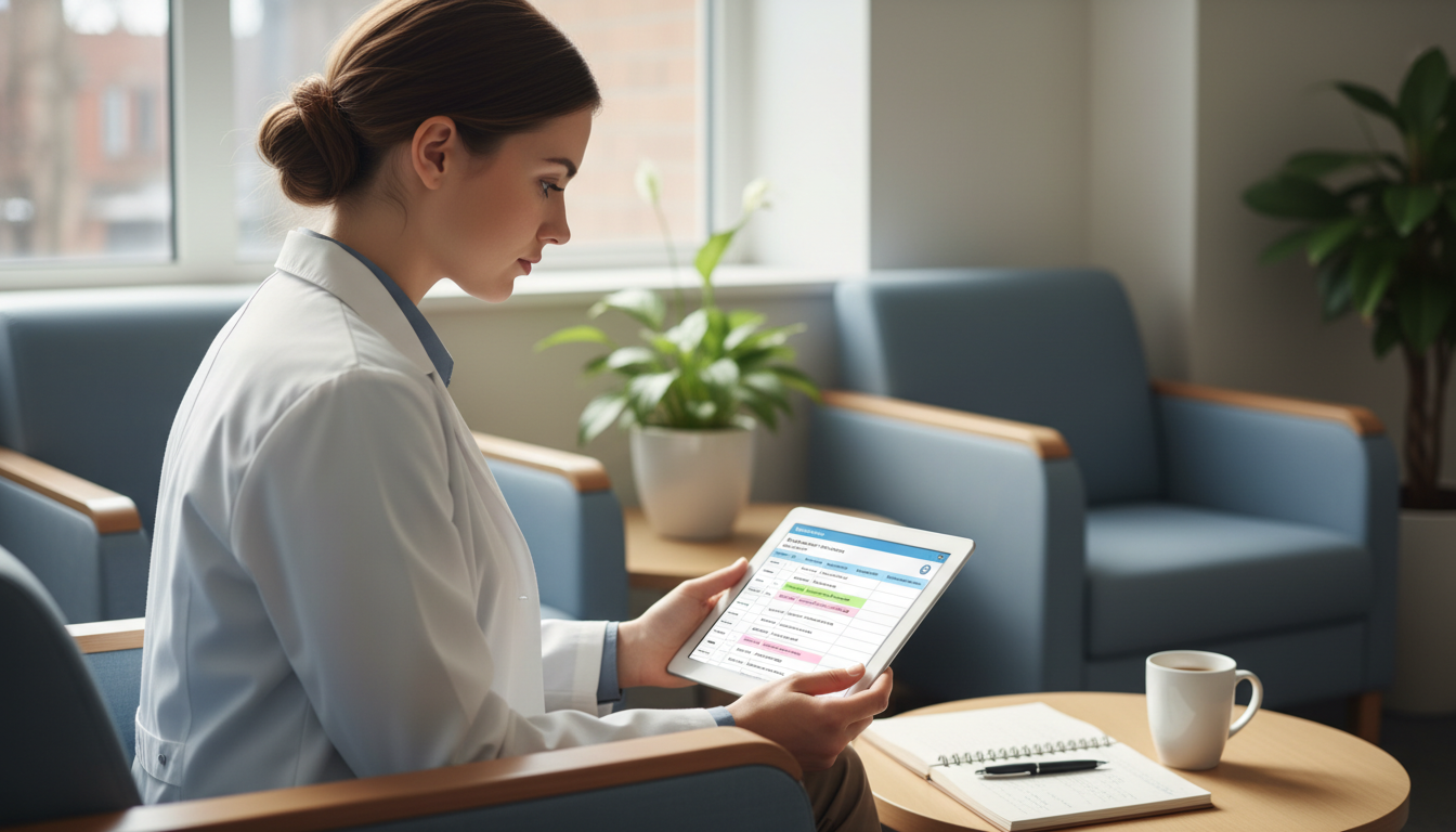 Psychiatry fellow evaluating a list of fellowship programs on a tablet Psychiatry fellow evaluating a list of fellowship programs on a tablet - psychiatry residency for Evaluating Fellowship Progr