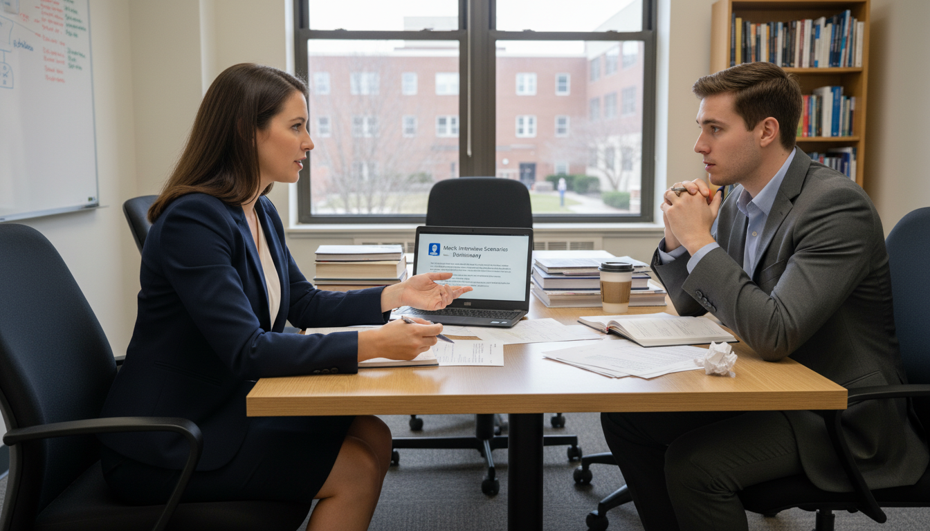 Psychiatry applicant practicing residency interview with mentor Psychiatry applicant practicing residency interview with mentor - psychiatry residency for Addressing Red Flags in Psychiatry