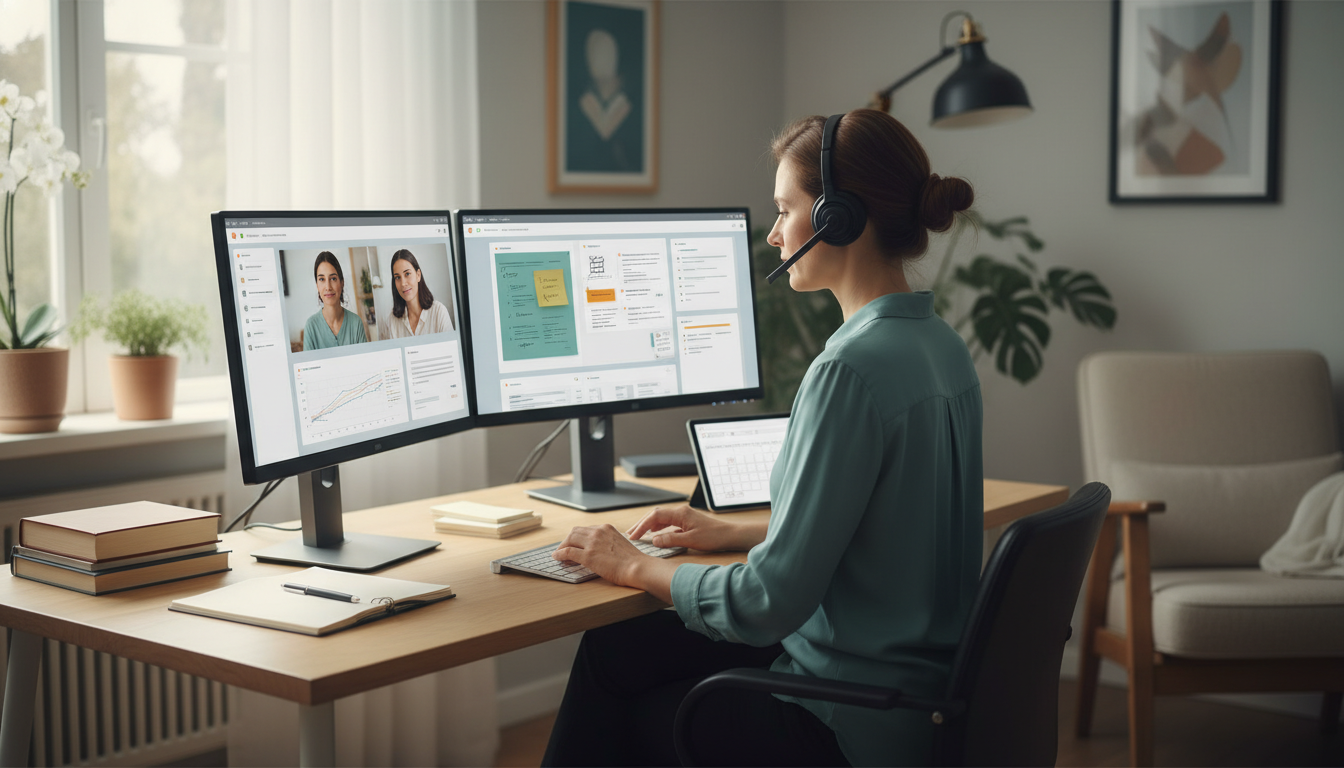 Psychiatrist working remotely via telemedicine from home Psychiatrist working remotely via telemedicine from home - psychiatry residency for Telemedicine Career Opportunities in Psyc