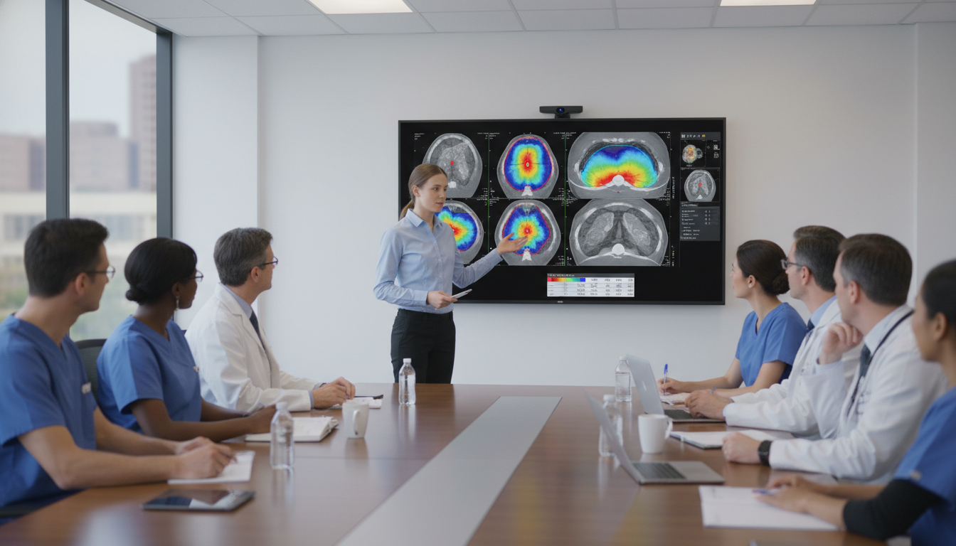 Medical student presenting a radiation oncology case to faculty - radiation oncology residency for Away Rotation Strategy in