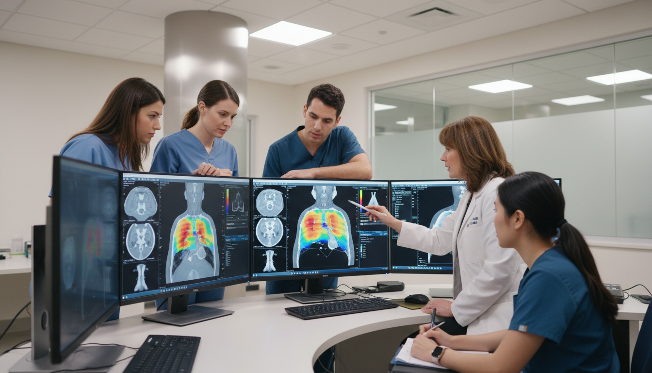 Radiation oncology team reviewing treatment plan with medical student Radiation oncology team reviewing treatment plan with medical student - radiation oncology residency for Excelling in Clinica