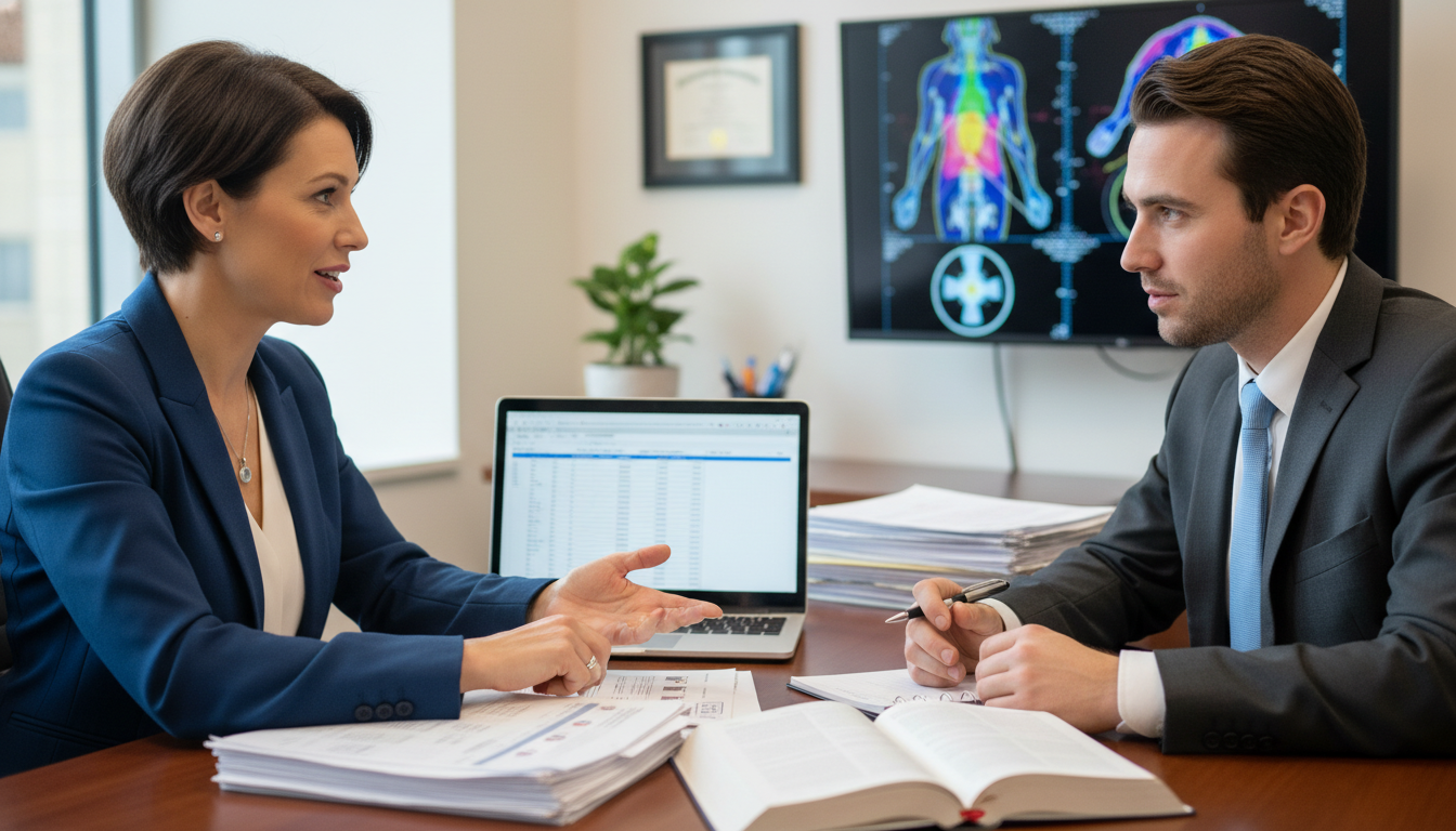 Radiation oncology faculty interviewing a residency applicant in an office - radiation oncology residency for Common Intervie
