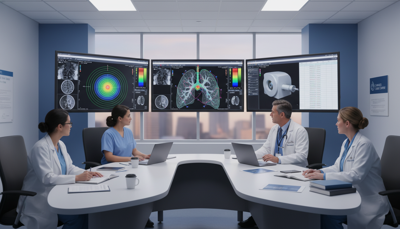 Radiation oncology team discussing treatment plan in conference room Radiation oncology team discussing treatment plan in conference room - radiation oncology residency for Physician Salary by S