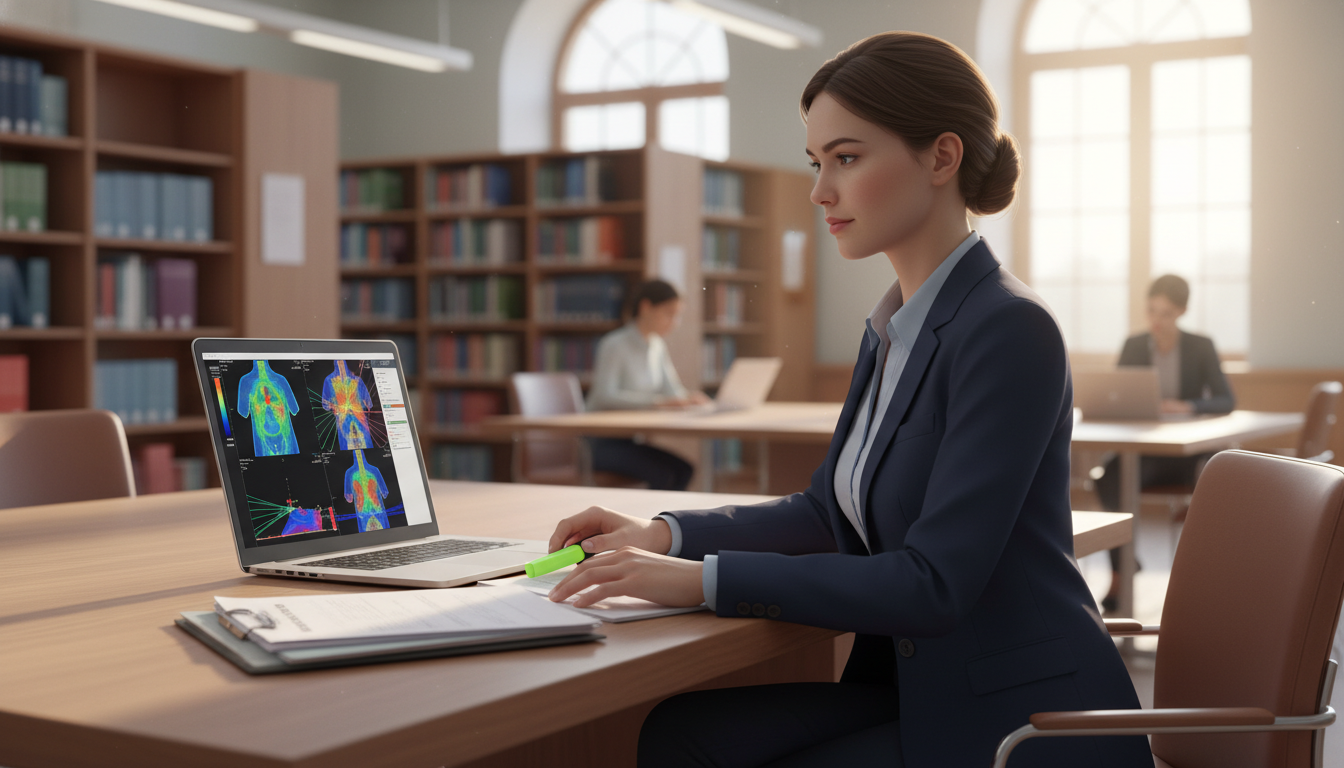 Medical student reviewing radiation oncology cases before interview - radiation oncology residency for Pre-Interview Preparat