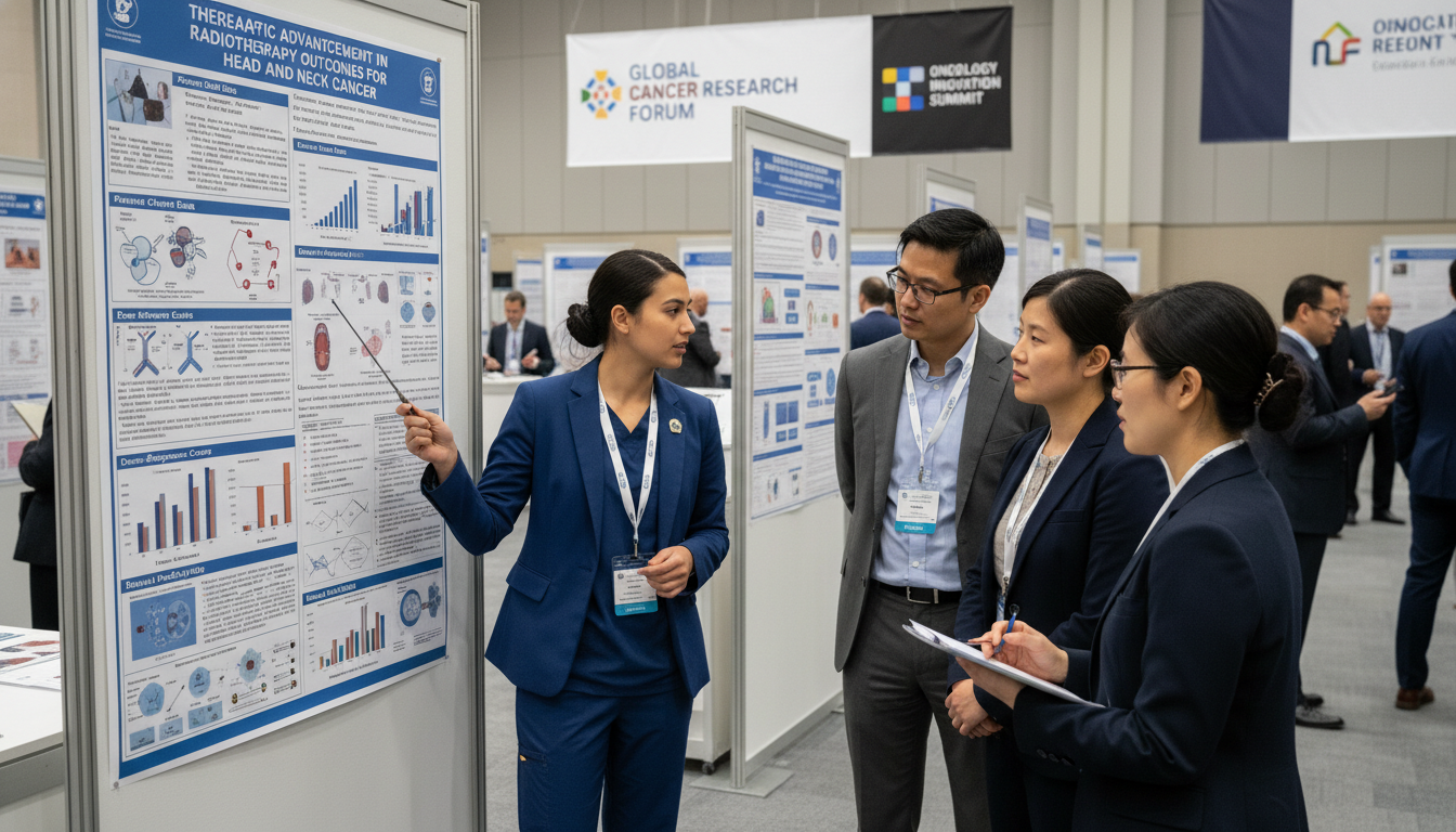 Radiation oncology resident presenting research poster at a national conference - radiation oncology residency for Research D