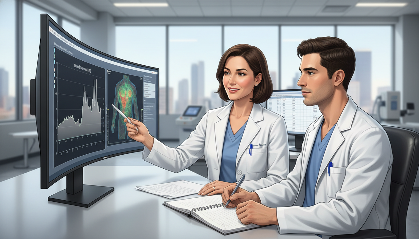 Radiation oncology attending mentoring a medical student on a clinical research project - radiation oncology residency for Re