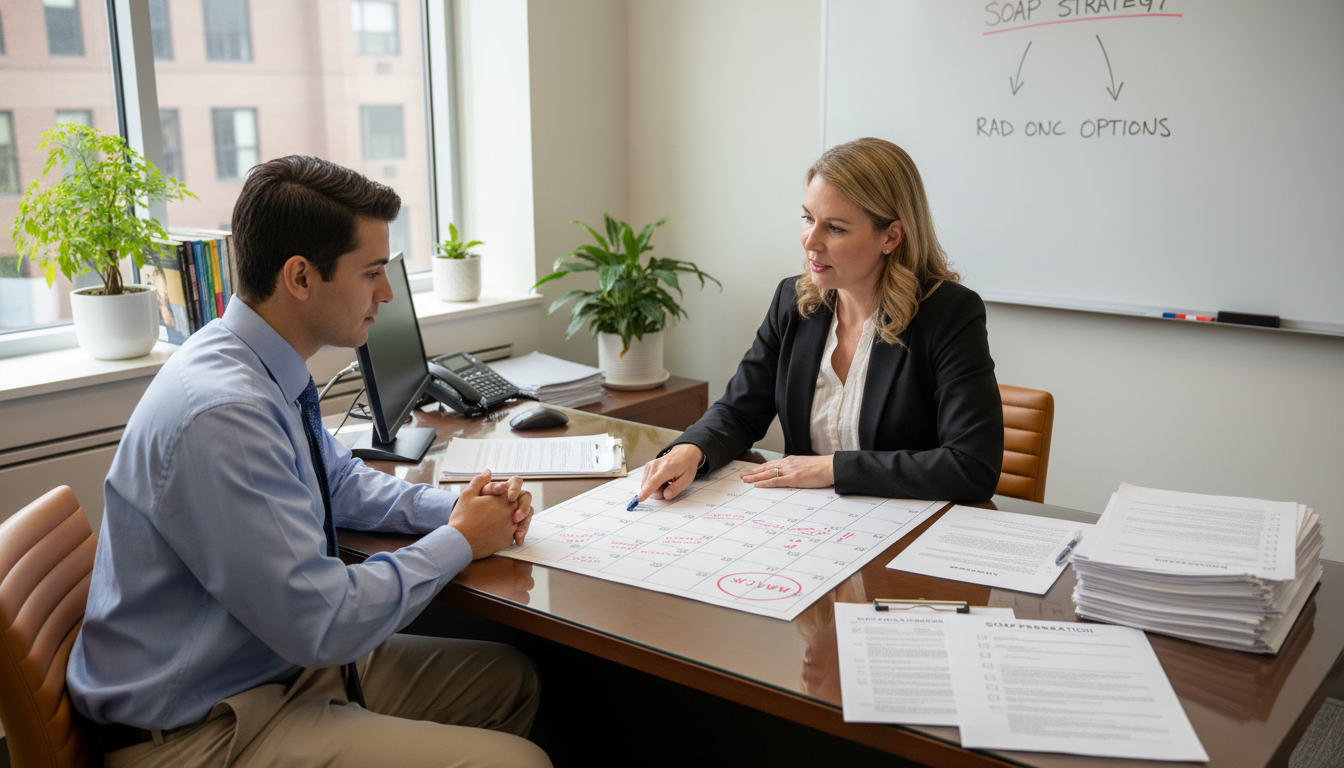 Medical student meeting with faculty mentor to plan SOAP strategy - radiation oncology residency for SOAP Preparation in Radi