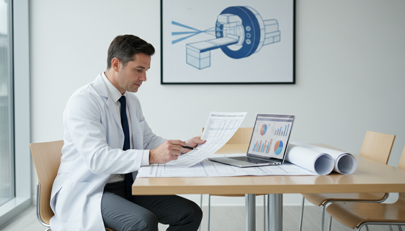 Radiation oncologist reviewing business plans for private practice - radiation oncology residency for Starting a Private Prac