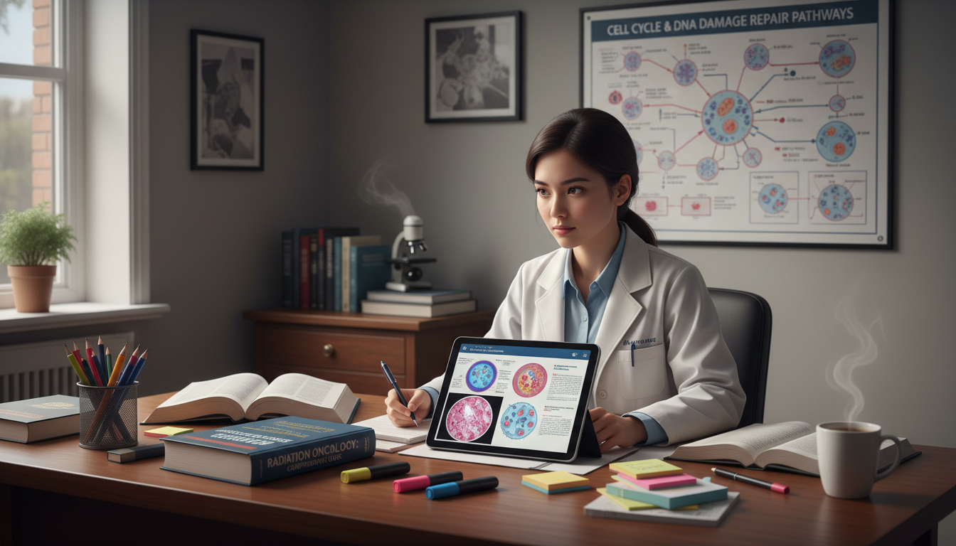 Medical student reviewing USMLE Step 1 oncology-related concepts Medical student reviewing USMLE Step 1 oncology-related concepts - radiation oncology residency for USMLE Step 1 Preparation