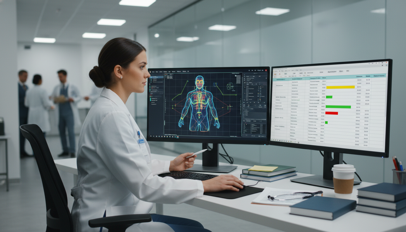Radiation oncology resident reviewing treatment plans and exam performance data - radiation oncology residency for Step Score