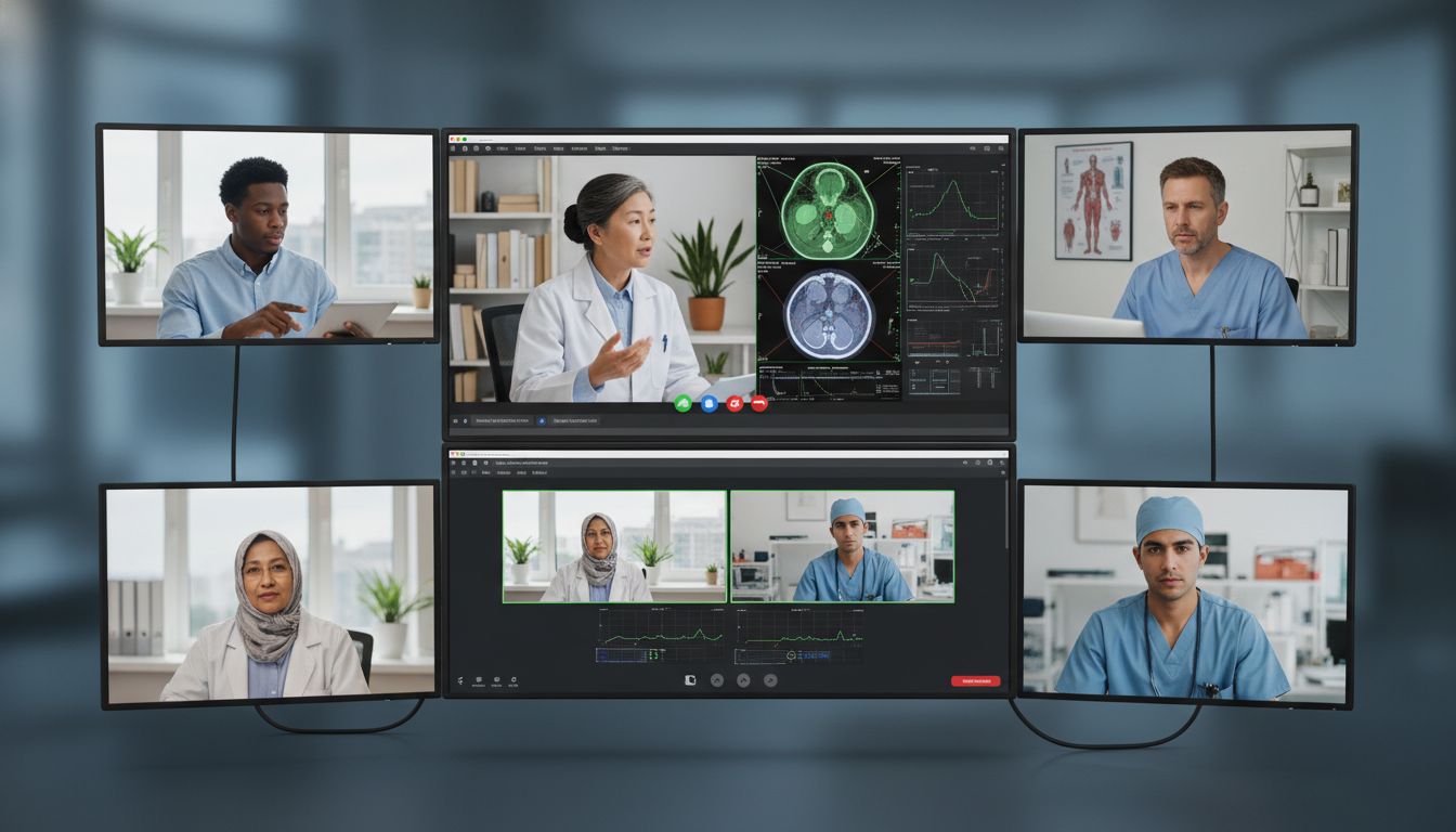 Radiation oncology team collaborating remotely Radiation oncology team collaborating remotely - radiation oncology residency for Telemedicine Career Opportunities in Radiat