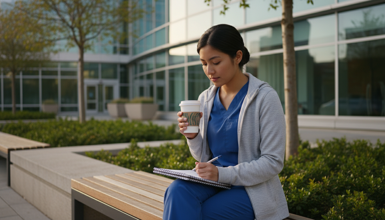 Radiation oncology resident taking a mindful break outside hospital Radiation oncology resident taking a mindful break outside hospital - radiation oncology residency for Managing Residency Wor