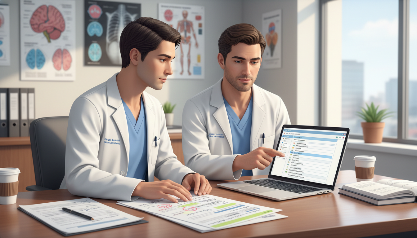 Radiology resident discussing fellowship options with mentor - radiology residency for Fellowship Application Strategy in Dia