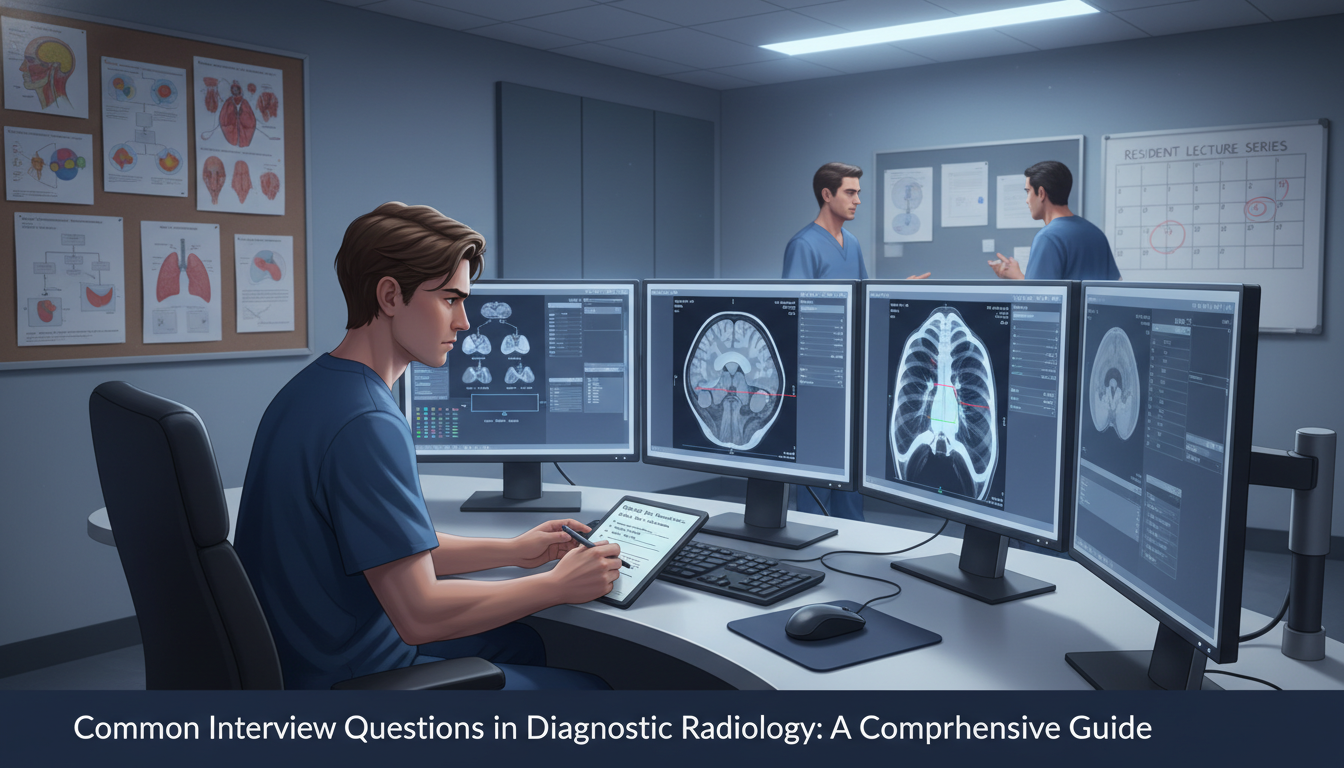 Radiology resident reviewing CT scans during training - radiology residency for Common Interview Questions in Diagnostic Radi