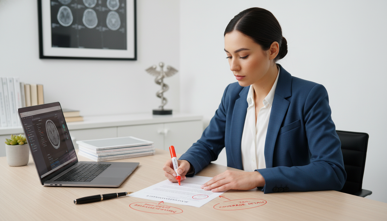 Young radiologist reviewing contract terms about malpractice tail coverage Young radiologist reviewing contract terms about malpractice tail coverage - radiology residency for Malpractice Insurance Gu