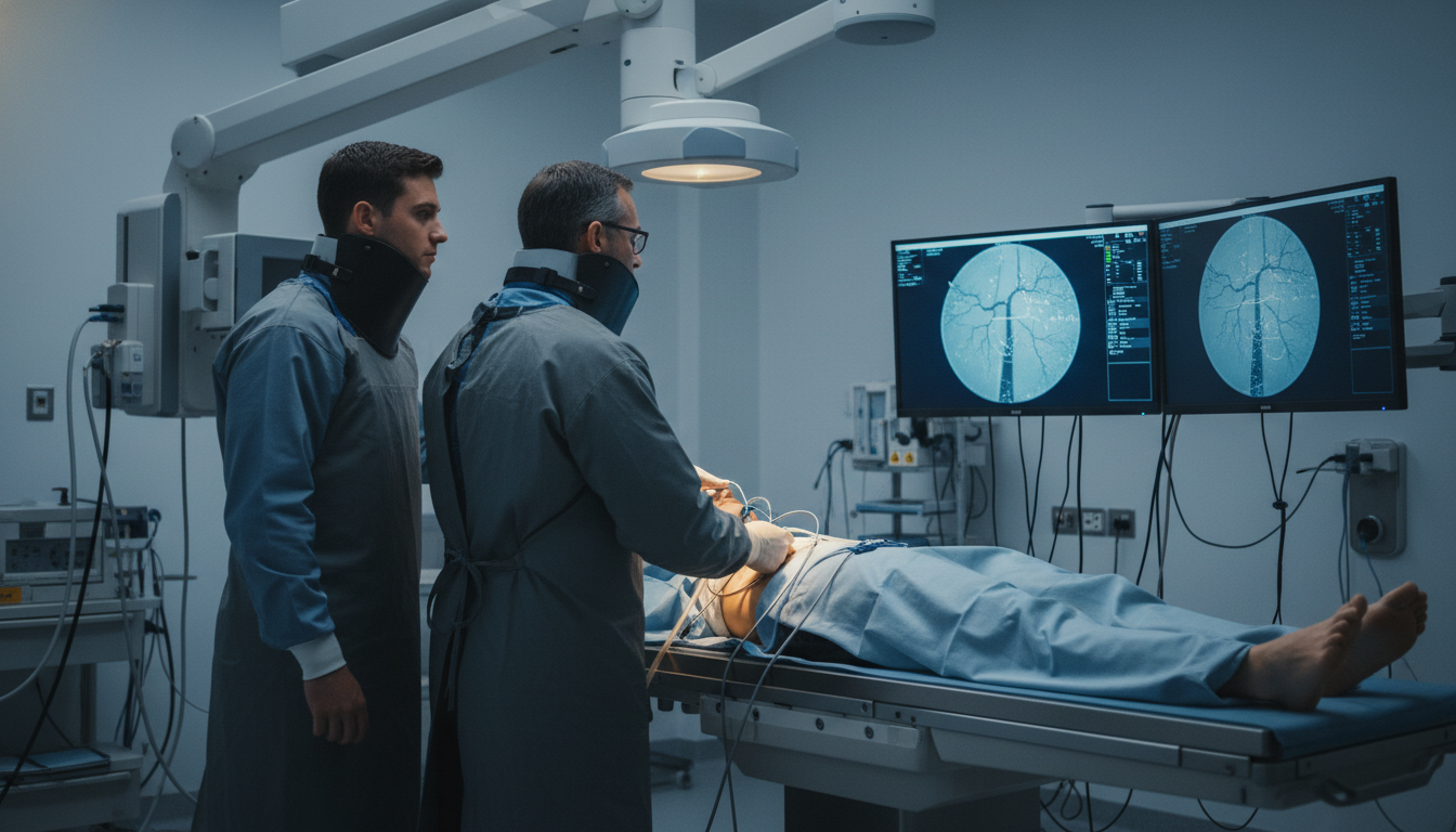 Interventional radiology suite with medical student observing a procedure Interventional radiology suite with medical student observing a procedure - radiology residency for Medical Shadowing Experie