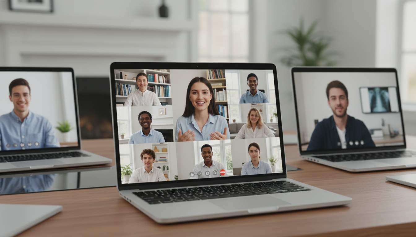 Radiology residents and applicants in a virtual interview session - radiology residency for Pre-Match Communication in Diagno