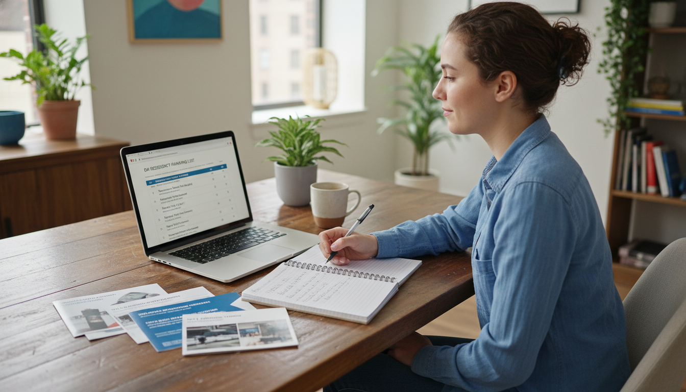 Medical student ranking diagnostic radiology programs on laptop - radiology residency for Pre-Match Communication in Diagnost