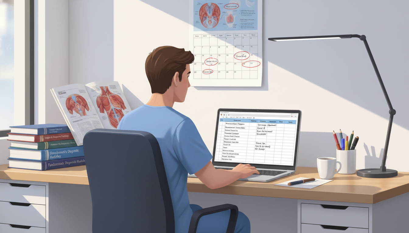 Medical student creating a residency application list on a laptop - radiology residency for Program Selection Strategy in Dia