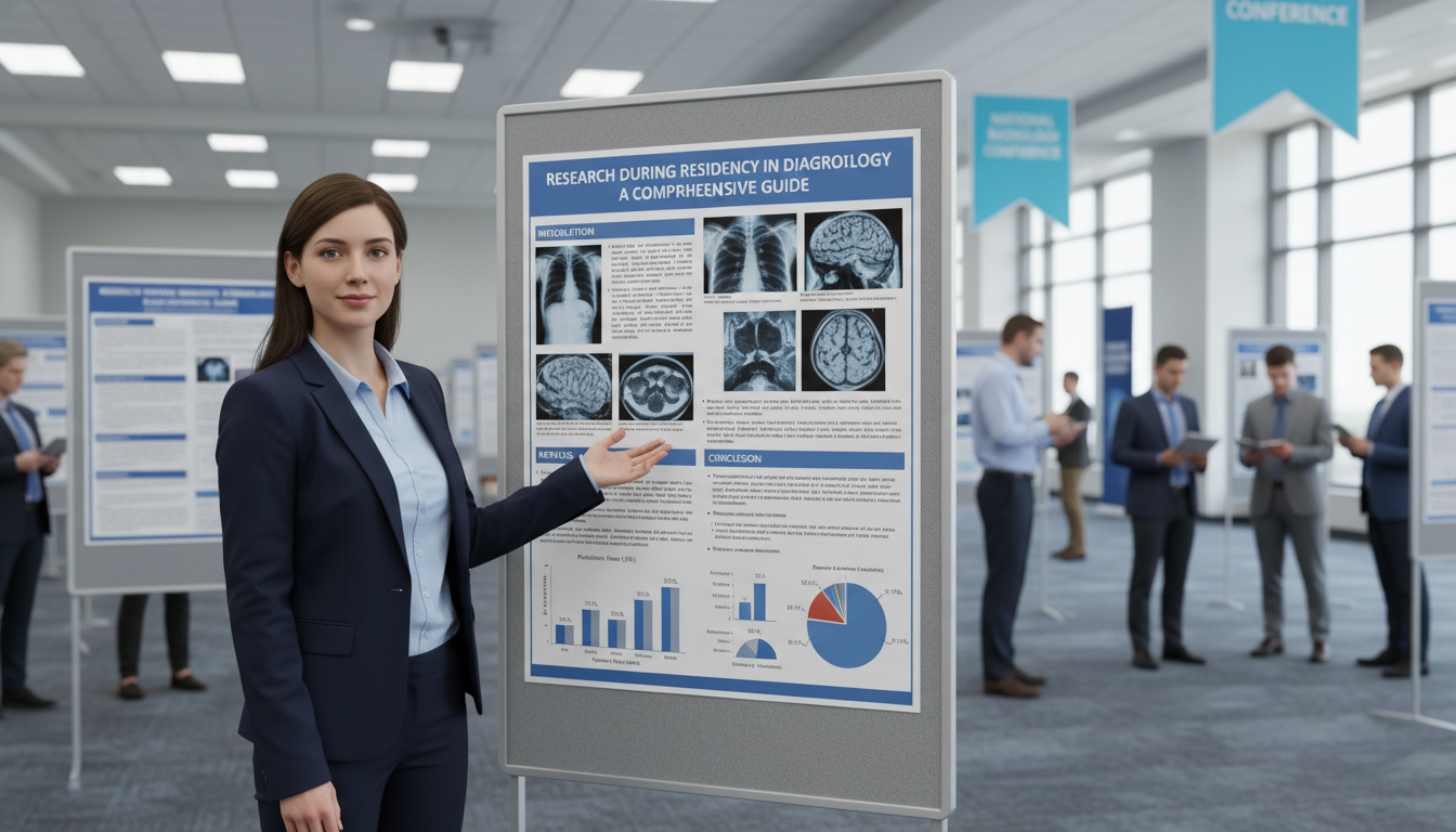 Resident presenting research findings at a radiology conference Resident presenting research findings at a radiology conference - radiology residency for Research During Residency in Diagno