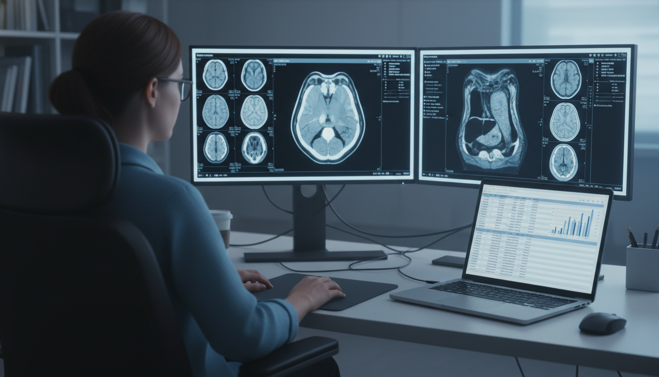 Radiology resident reviewing imaging data for a research project Radiology resident reviewing imaging data for a research project - radiology residency for Research During Residency in Diagn