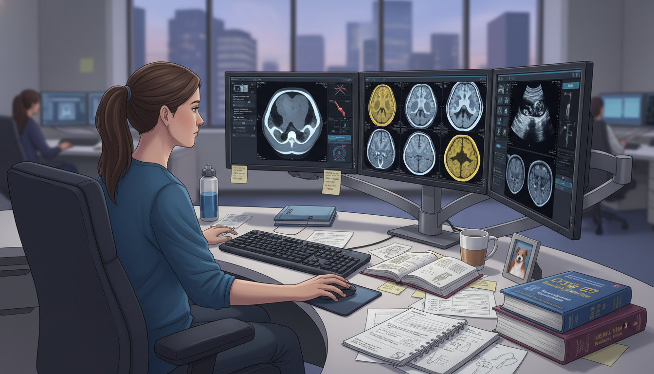 Diagnostic radiology resident reviewing imaging studies while preparing for USMLE Step 3 Diagnostic radiology resident reviewing imaging studies while preparing for USMLE Step 3 - radiology residency for USMLE Step