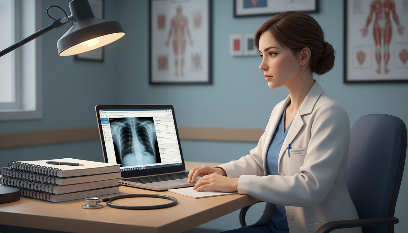 Radiology resident practicing USMLE Step 3 clinical case simulations Radiology resident practicing USMLE Step 3 clinical case simulations - radiology residency for USMLE Step 3 Preparation in Di
