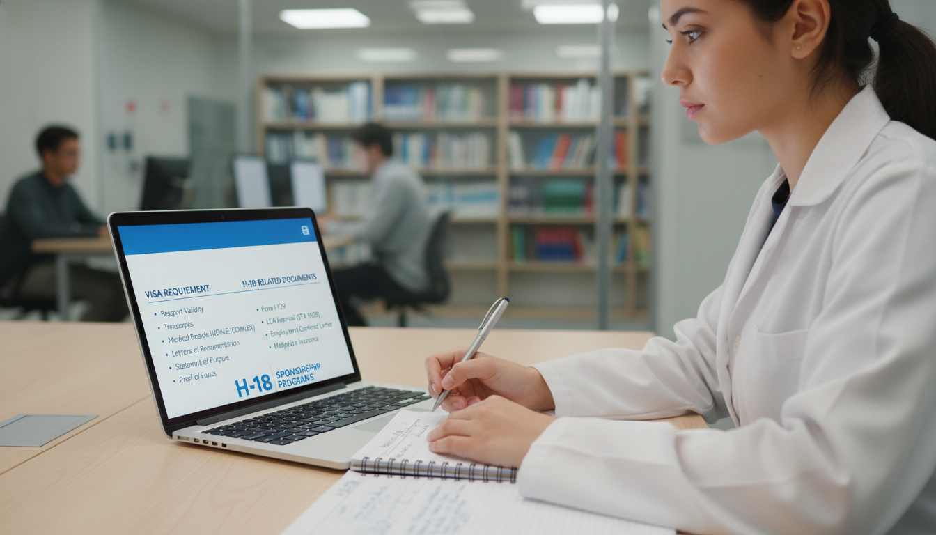 Medical resident taking notes about H-1B visa requirements for transitional year programs Medical resident taking notes about H-1B visa requirements for transitional year programs - transitional year residency for H