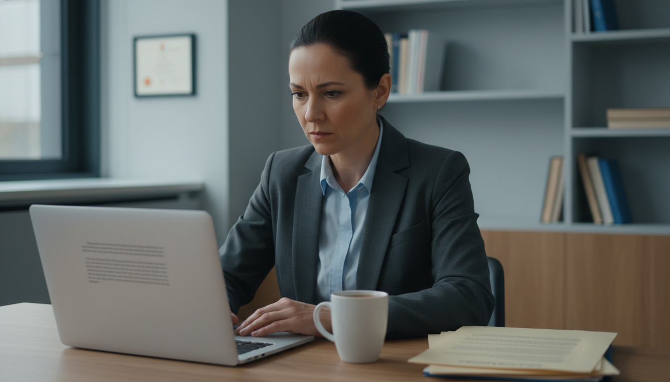 Program director reviewing residency letters of recommendation on a laptop - transitional year residency for Letters of Recom
