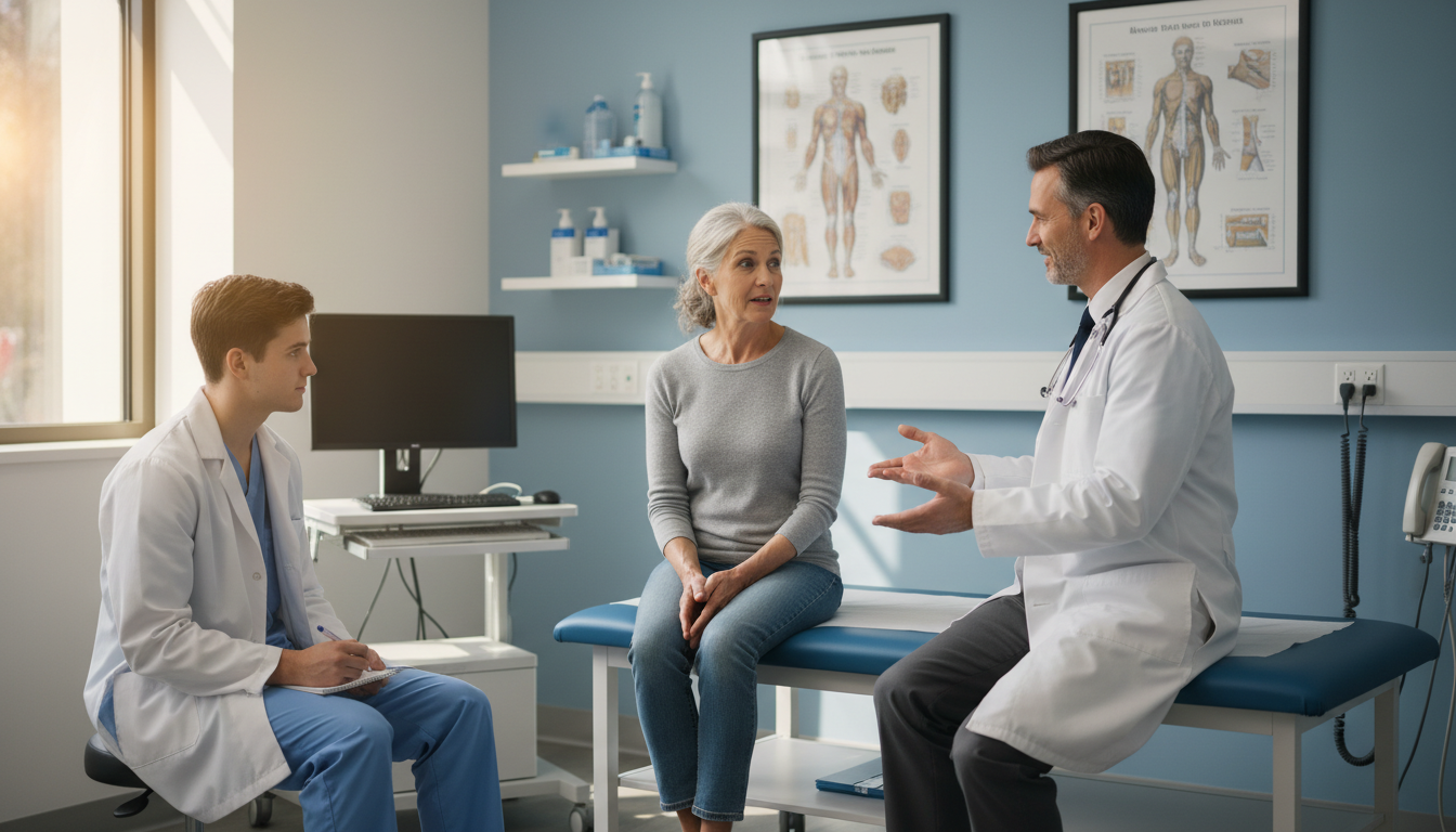 Medical student taking notes while shadowing in outpatient clinic Medical student taking notes while shadowing in outpatient clinic - transitional year residency for Medical Shadowing Experie