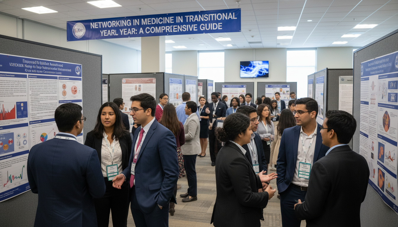 Residents networking at a medical conference Residents networking at a medical conference - transitional year residency for Networking in Medicine in Transitional Year: A