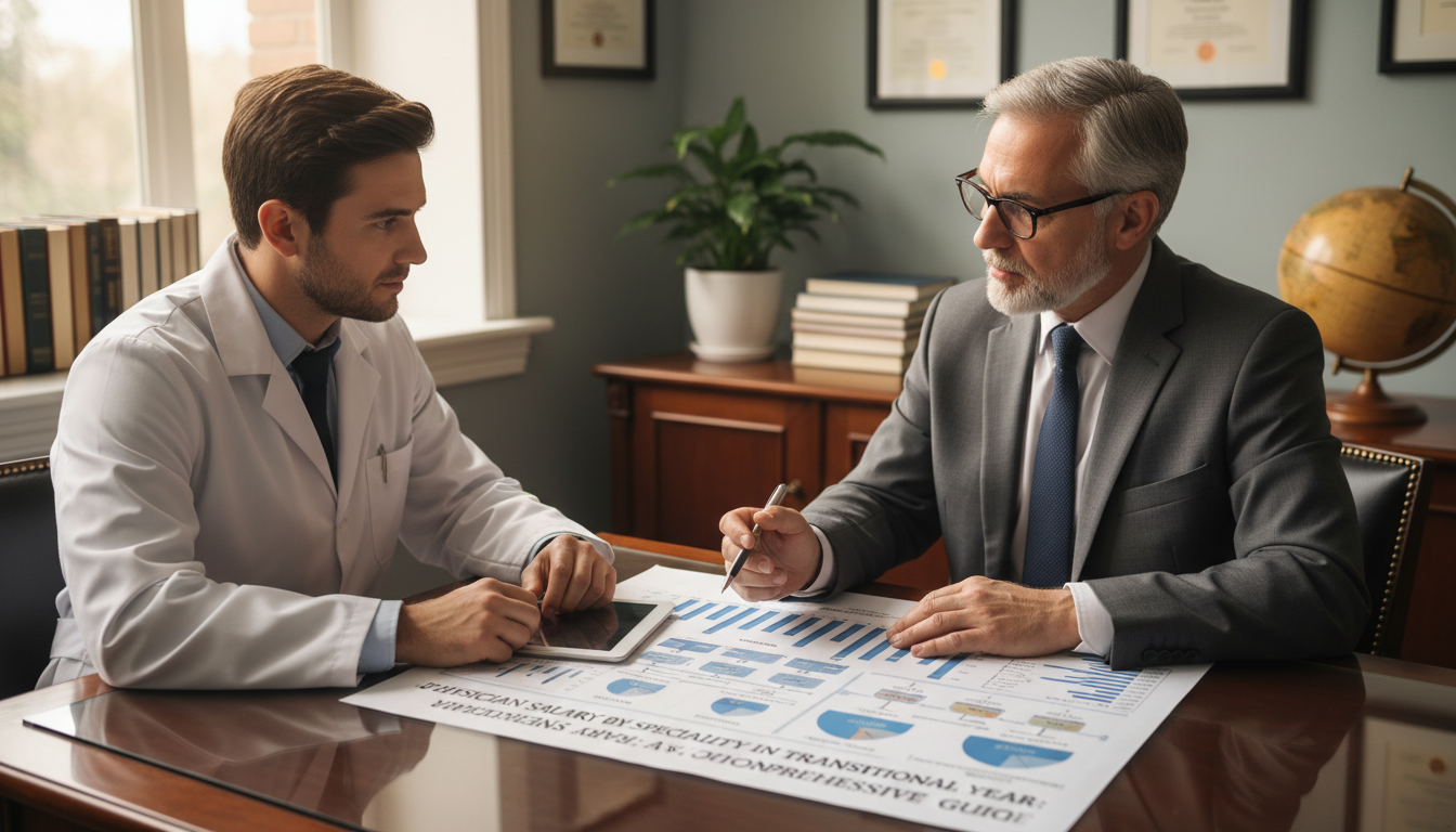 Medical resident meeting with a mentor to discuss specialty choice and income Medical resident meeting with a mentor to discuss specialty choice and income - transitional year residency for Physician Sal