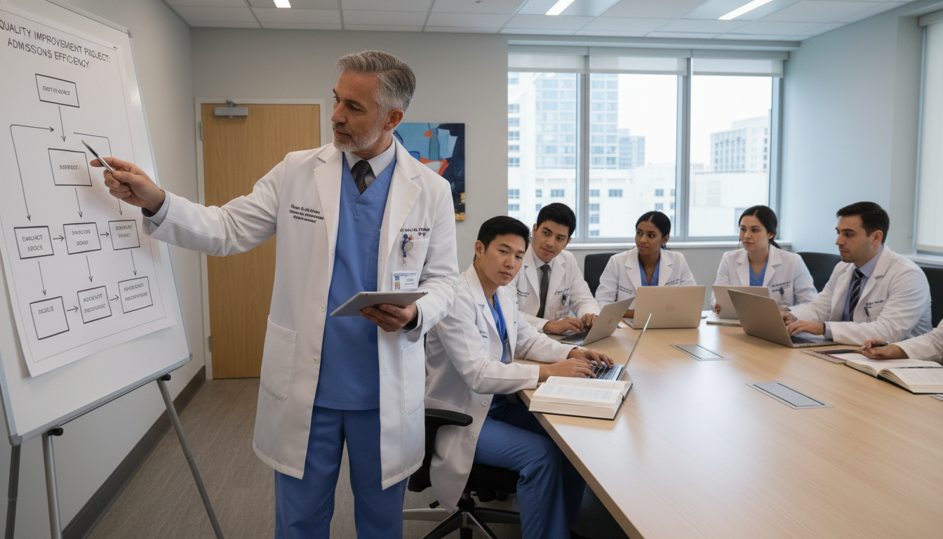 Resident doctor collaborating with mentor during transitional year Resident doctor collaborating with mentor during transitional year - transitional year residency for Pre-Med Preparation in T